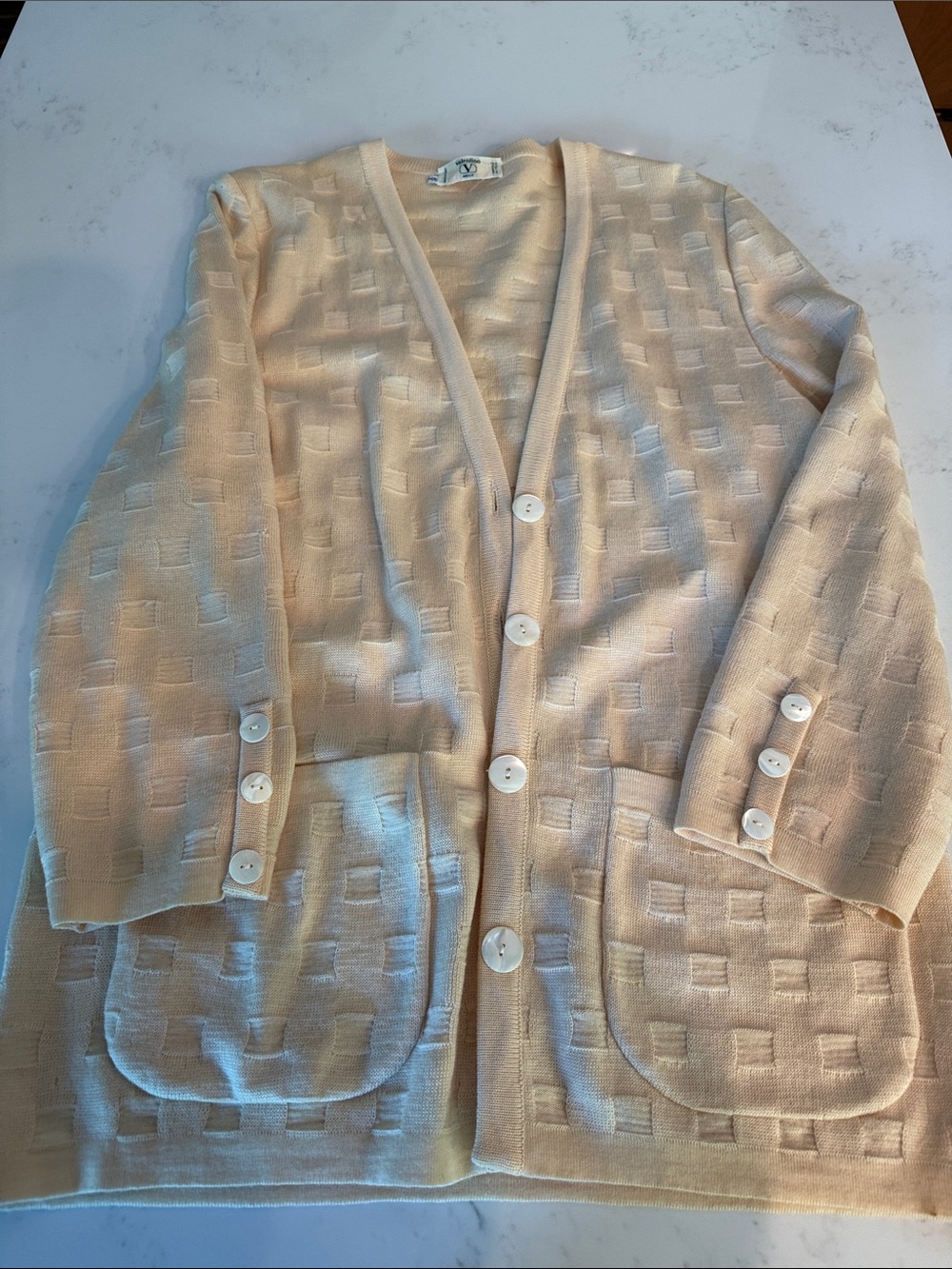 Vintage Valentino Cream Knit Cardigan Jacket
